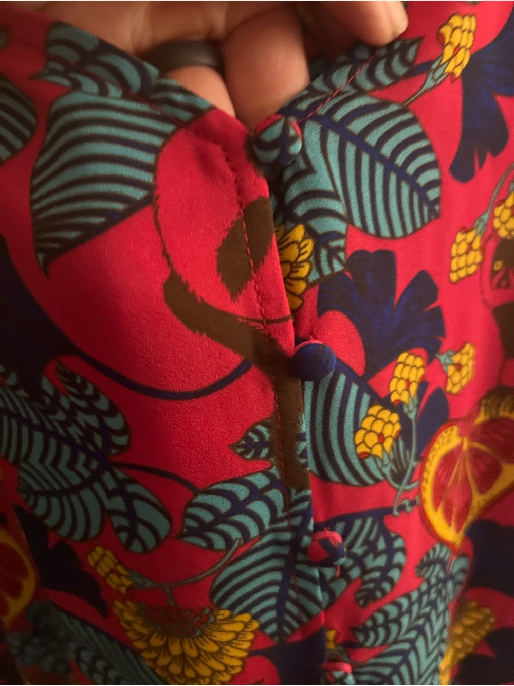 Rose & Olive Burgundy Floral Button-Tie Blouse - Picture 7 of 9